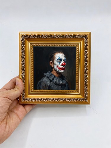Clown portrait art dining room - art,
